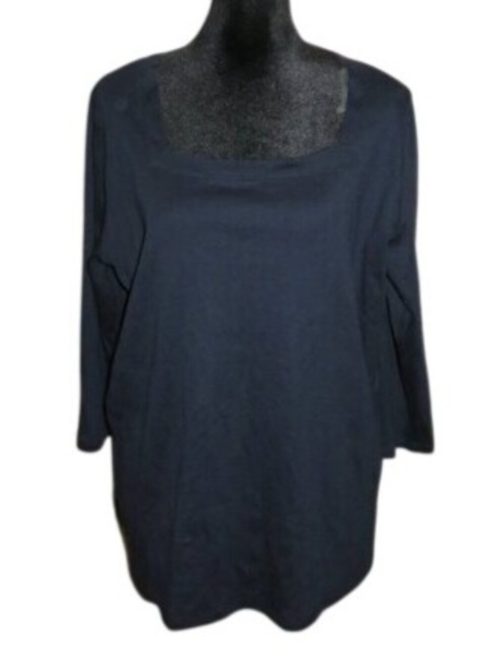 Jones  New York Classic Black 3/4 sleeve blouse top 1X made in Cambodia